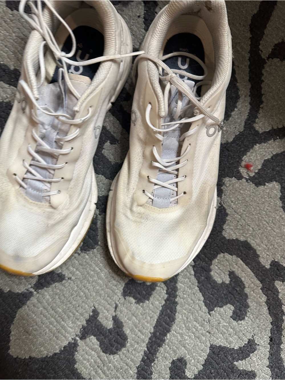 On Running Off-White Knit Lace-Up Trainer with Navy Insole